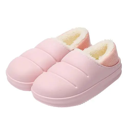Produktbild: BILIKEYU Hausschuhe Damen Herren Indoor Lammfell Pantoffeln Plüsch rutschfeste Hausschlappen Winter Warm Weiche Bequeme Slip On Schuhe Slipper Home gr 40 Rosa
