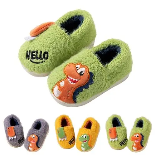 Produktbild: BILIKEYU Kleinkind Boys Mädchen Plüsch Hausschuhe Niedlich Dinosaurier Karikatur Unscharf Winter Warm Zuhause Schuhe Haushaltskleidung (Green, 13)