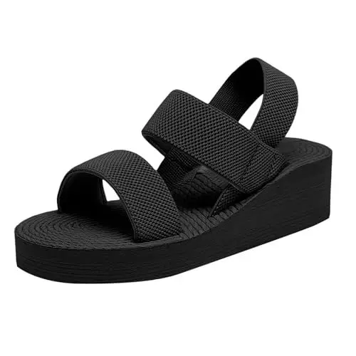 Produktbild: BILIKEYU Sandalen Damen Keilabsatz Plateau Bequeme Offene Schuhe Sommerschuhe Rutschfeste Leichte Elegante Sandalen Strand Urlaub Damenschuhe gr 39