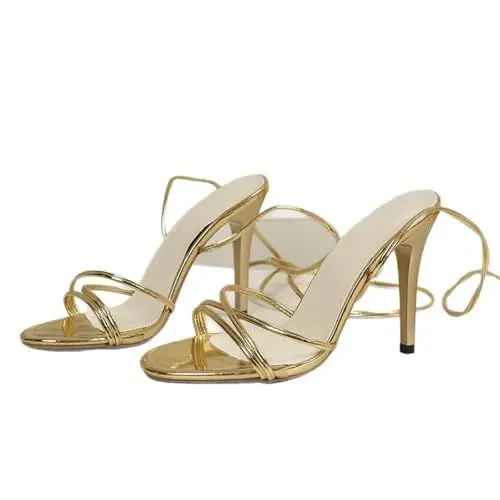 Produktbild: BILIKEYU Sandalen Damen Pumps Sandalen Glitzer Knöchelriemen High Heels Offene Sandaletten Sexy Riemchensandalen Abendparty Bankett Kleid Pumps Sommerschuhe gr 37