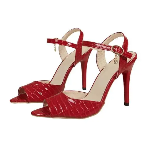 Produktbild: BILIKEYU Sandalen Damen Spitze Zehenpartie Spangen Pumps High Heels Offene Sandaletten Knöchelriemen Elegant Sommerschuhe Abendparty Bankett Kleid Pumps gr 43