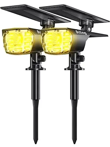 Produktbild: Biling Solar-Strahler Draussen,28 LED Solar Gartenleuchten Draussen Einstellbare 2-in-1 IP67 Wasserdichte,solarbetriebene Wandleuchten Landschaftsspots Outdoor für Gehweg Terrasse-Warmweiß 2er