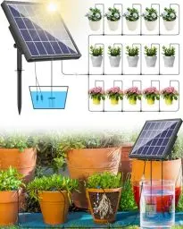 Produktbild: Biling Solar Bewässerungssystem Balkon 15M Bewässerungssystem Solar Tröpfchenbewässerung Automatische Solar Bewässerung 2.5W Solarbewässerungssyteme für Garten Pflanzen Hochbeet Gewächshaus Urlaub