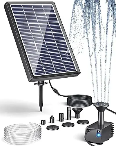 Produktbild: Biling Solar Springbrunnen für Außen mit Glas Panel, 3.5W Solar Brunnenpumpen Gartenbrunnen Wasserpumpe für Vogelbad, Solarbrunnen für Draussen mit 4ft Wasserleitung für Wasserspiel, Teiche