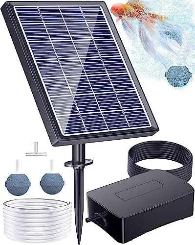 Produktbild: Biling Solar Teichbelüfter mit akku, 2.5W Solar Sauerstoffpumpe für Teich Teichbelüfter Solar Aquarium Sauerstoffpumpe 3 Modi Luftpumpe, Teich Sauerstoffpumpe Solar für Wasserzirkulation im Garten