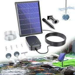 Produktbild: Biling Teichbelüfter Sauerstoffpumpe für Teich Solar, 4W Solar Teichbelüfter Aquarium Sauerstoffpumpe mit akk, Sauerstoff Luftpumpe Teich 3 Modi 2 Luftsteine für Gartenteich, Angeln, Hydroponic