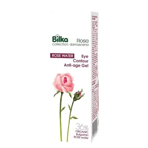 Produktbild: Bilka Collection Rosa Damascena Anti-Aging Augencreme Gel, Naturkosmetik Augenpflege gegen Falten, Augenringe und Hautalterung im Gesicht, (1 x 25 ml)
