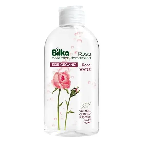 Produktbild: Bilka Collection Rosa Damascena Bio-Rosenwasser – 100% Reines, Bio-Zertifiziertes Bulgarisches Rosenwasser, Rosenhydrolat, Natürlicher Toner für Gesicht, Körper & Haar, 200 ml