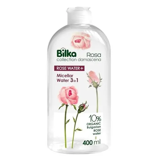 Produktbild: Bilka Collection Rosa Damascena Gesichtswasser 3-in-1 - Mizellenwasser mit Bio Bulgarischem Rosenwasser - Gesichtsreiniger und Make-Up Entferner - Ohne Parfüm und Alkohol - Naturkosmetik - 400 ml