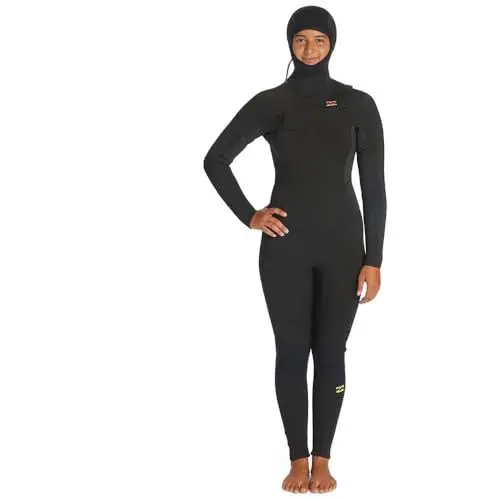 Produktbild: Billabong Womens 5/4mm Synergy Chest Zip Hooded Wetsuit Wild Black UK8 | EUR8