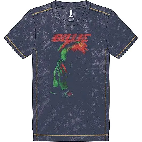 Produktbild: Billie Eilish T Shirt Hands Face Logo Nue offiziell Unisex Navy Blau Snow Wash XL