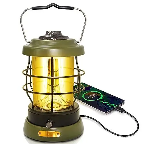 Produktbild: BILLION DUO Aufladbar LED Campinglampe, Retro Campinglaterne Akku, LED Laterne Outdoor, Stufenlos Dimmbar, IPX4 Wasserdicht Notlicht Taschenlampe für Garten, Stromausfälle, Wandern