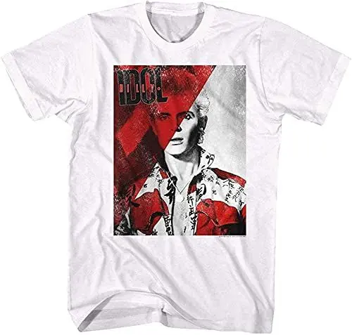Produktbild: Billy Idol 1980s Punk Rock Singer Musician Red All Over White Adult T-Shirt Tee T-Shirts & Hemden(Medium)