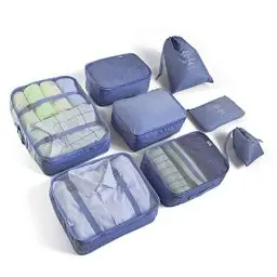 Produktbild: BillyBath Koffer Organizer set, Packing Cubes Kleidertaschen Schuhbeutel Reiseorganizer Packwürfel Kosmetik Travel Organizer Packtaschen für Koffer (8 teilig, Grau)