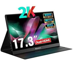 Produktbild: Bimawen Tragbarer Monitor 17,3 Zoll, 2K, IPS 2560x1440,100% sRGB HDR FHD FreeSync, Dual HDMI USB Typ-C Monitor, PS4/Switch/PC/Mac/kompatibel, integrierter Lautsprecher 17 Zoll