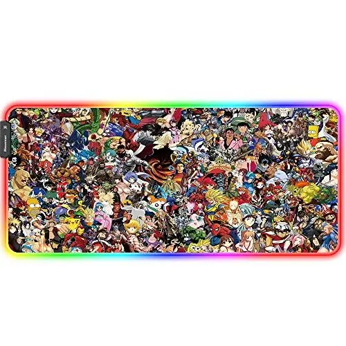Produktbild: Bimormat Anime RGB Gaming Mauspad,900x400x3mm Groß Mousepad XXL,LED Schreibtischunterlage mit Rutschfester Gummibasis und Haltbaren Genähten Kanten für Personalisierter Gamer (90x40 gsyunji)