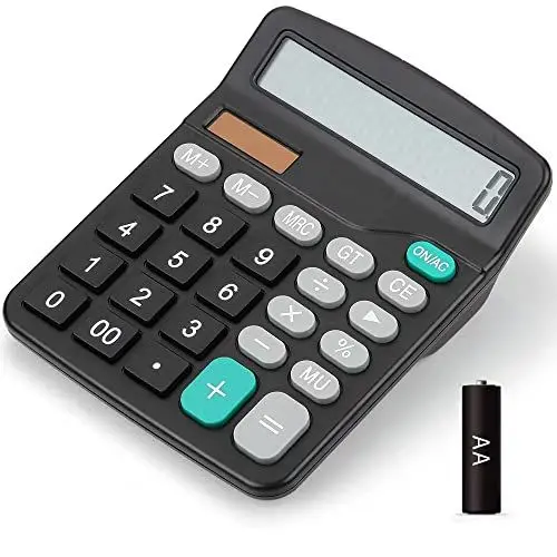 Produktbild: Bimormat Taschenrechner,Dual Power(Solar und Batterie) Standard Taschenrechner,12-stelliger Tischrechner(schwarz)