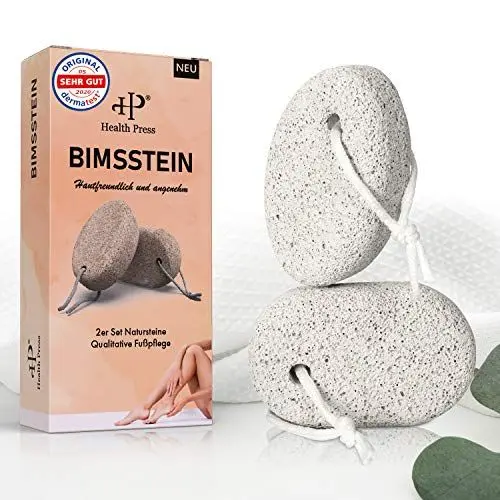 Produktbild: Bimsstein Fußpflege – 2er-Set – Hornhautentferner Grob Hornhaut – Hände und Füße – Natur Stein Fußpflege Hornhautentfernung Pediküre Fußpeeling Harte Haut Entfernen