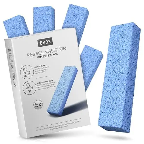 Produktbild: Bimsstein WC Block – Reinigungsstein Blau (5 Stück) – Wunder Putzstein für Klo, Bad, Küche & Fußpflege – Effektiver Kalk und Urinsteinentferner – Pumice Stone – Die Nr. 1 der Toilettenreiniger
