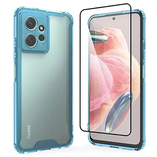 Produktbild: binandteam Transparent Hülle für Xiaomi Redmi Note 12 4G mit Schutzfolie,Weiche TPU Silikon Bumper Schutzhülle und PC Hardcase Stoßfeste Handyhülle für Xiaomi Redmi Note 12 4G - Blau