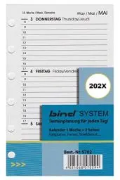 Produktbild: bind Kalender 2025 DIN A7 Kalendereinlagen Terminkalender Tageskalender 1 Woche = 2 Seiten B570225