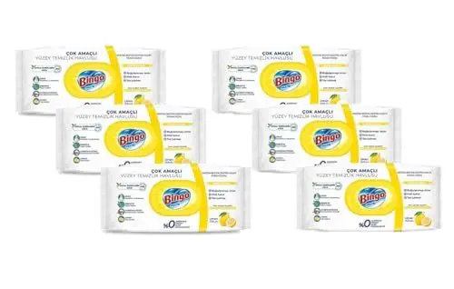 Produktbild: Bingo praktische Oberflächenreinigungstücher Gelb mit Zitronenduft 6 Packung x 96 Tücher