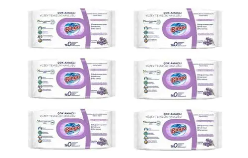 Produktbild: Bingo praktische Oberflächenreinigungstücher Lila mit Arabische Seife - Lavendelduft 6 Packung x 96 Tücher