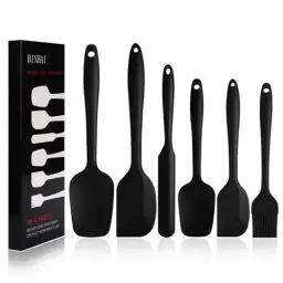 Produktbild: BINHAI Silikon Spatel Set - Schwarz 6-teiliges Antihaft-Gummispatel mit Edelstahlkern Teigschaber - Hitzebeständiges Spatel-Küchenutensilien-Set zum Kochen Backen und Mischen