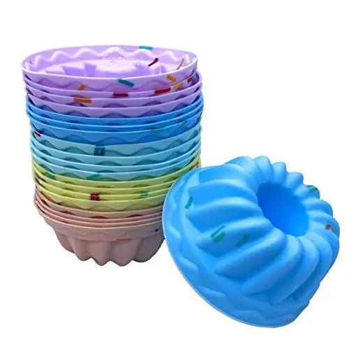 Produktbild: Donuts Muffin Formen aus Silikon 20 Stück wiederverwendbare Backformen Muffins Cupcake Kuchen in Silikonform Regenbogen-Becher