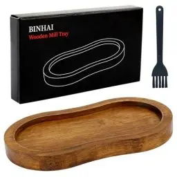 Produktbild: Binhai Salz- und Pfeffermühlen-Tablett aus Holz, Retro-Farbe, Pfeffermühlenablage, Arbeitsfläche und Esstischschutz (Pfeffermühle Nicht im Lieferumfang enthalten)