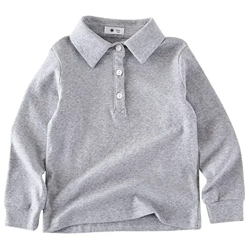 Produktbild: BINIDUCKLING Kinder Polo Shirt, Baumwolle Langarmshirt Poloshirt für Jungen（Grau,5 Jahre）