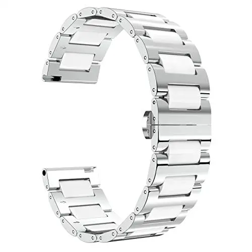 Produktbild: BINLUN Ersatz Armband Edelstahl Keramik Armband Poliert 12mm /14mm /18mm /20mm /22mm mit Butterfly Schnalle