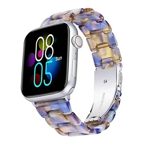 Produktbild: BINLUN Harz Armband Kompatibel mit Apple Watch 45/44/46/49/38/40/41/42mm für Damen Herren Ersatzarmband Kompatibel mit iWatch Serie 10 9 8 7 6 5 4 3 2 1 Ultra SE Licht Mode Band Kompatibel mit iWatch
