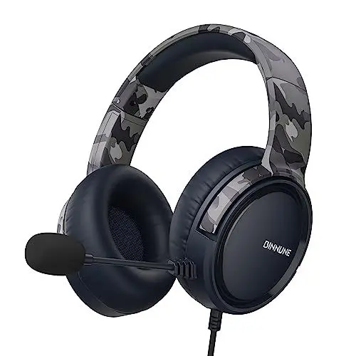 Produktbild: BINNUNE BG02 Gaming Headset für PS4, PS5, PC, Nintendo Switch, Xbox, Headset mit Mikrofon, Gaming Kopfhörer mit Mikrofon, Noise Cancelling Kopfhörer mit 3.5mm Klinke Tarnung