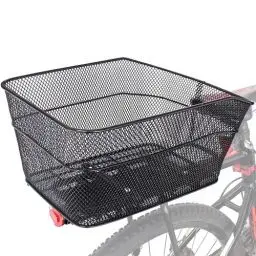Produktbild: BINOTHINK Fahrradkorb Hinten, Metall Groß Fahrrad Korb Stabil Hinten, Fahrradkorb Gepäckträger Korb mit Montagezubehör für Kleiner Hund Einkaufen Picknick Fahrradkorb Schulranzen (M1)