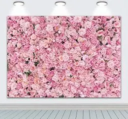 Produktbild: BINQOO 2,1 x 1,5 m rosa Rose Wandhintergrund rosa Geburtstag Background Blumen Hintergründe Mädchen Geburtstag Party Hochzeit Brautparty Jubiläum Zeremonie Dekor