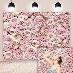 Produktbild: BINQOO 2.1x1.5m Rosa Blumenhintergrund für Fotografie Blush Rose blüht Blume Fotohintergrund Baby Dusche Hochzeit Liebhaber Geburtstag Party