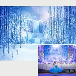 Produktbild: BINQOO 7x5ft Gefrorener Hintergrund Winter Hintergrund EIS und Schneewittchen Welt Fotografie Kulissen Weihnachten Eiskristall für Kinder Mädchen Geburtstagsfeier Fotostudio Requisiten Breite