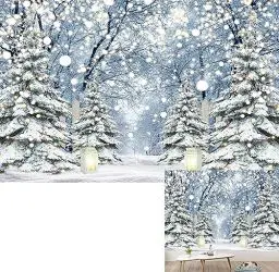 Produktbild: BINQOO Hintergrund mit Winterwaldszene, Winter-Hintergrund, Winter-Weiß, Fotografie-Hintergrund, Schneemann, Wunderland, Bokeh, Fotoautomaten-Hintergrund, Hochzeitsfeier (2,1 x 1,5 m, weiß)