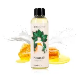 Produktbild: BIO BALANCE Honigmilch Massageöl 150ml - intim geeignetes, natürliches Körperöl für Entspannung & Massage für Körpermassagen & Hautpflege - für trockene & anspruchsvolle Haut - DERMATOLOGISCH GETESTET
