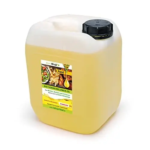 Produktbild: BIO Brat & Salat Öl (High Oleic), 100% Sonnenblumen Kerne, bis 180°C erhitzbar, Pommes Öl - CatCup (STANDARD, 5 Liter)