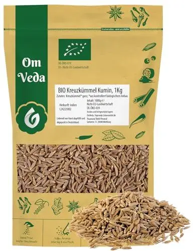 Produktbild: BIO Kreuzkümmel Kumin ganz 1Kg | Kreuzkümmelsamen Kreuzkümmelsaat Gewürz | Indische Ayurveda Küche | Organic Bio-Qualität DE-ÖKO-039 | Cumin Seeds Jeera | OmVeda