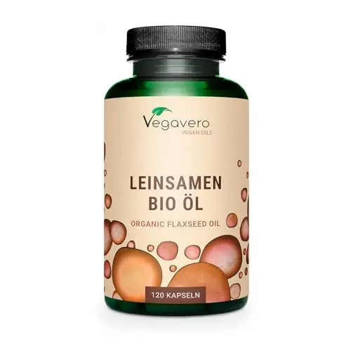 Produktbild: Bio Leinöl Kapseln | Omega 3 6 9 | Premium: Bio-Qualität & Kaltgepresst | Preis-Leistungssieger 2024* | Omega 3 Vegan - Keine Gelatine | Flaxseed Oil | Laborgeprüft | Ohne Zusatzstoffe | Vegavero®
