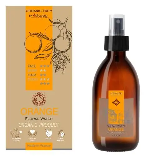 Produktbild: Bio Orangenblütenwasser · Bio Orangenhydrolat · Gesichtsadstringierend, fettige Haut, Feuchtigkeitswasser für Körper und Gesicht, beruhigend · Natürliches Orangenwasser zur Hautpflege - 250 ml