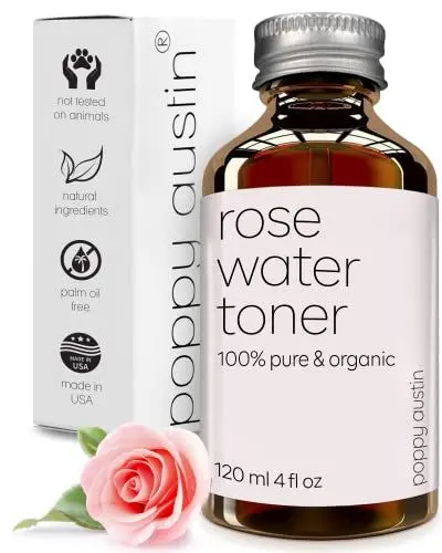 Produktbild: Bio Rosenwasser Gesichtswasser - RIESIG 120ml, 8x Mehr Nährstoffe, Vegan, Cruelty Free, Organisch, 100% Kaltgepresst Reines