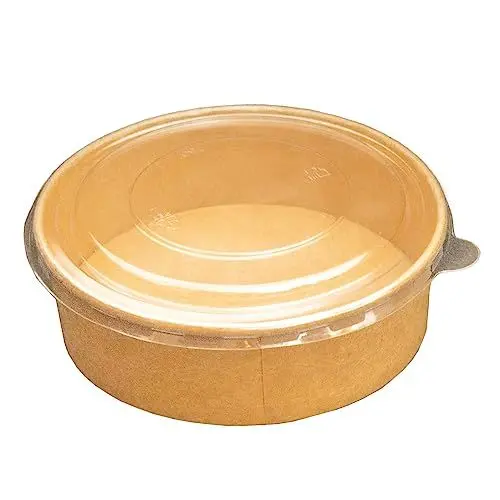 Produktbild: Commerline 500ml Bio Salatschale Salatschalen | 50 Stk. Salat Schale Schalen Bowl Einweg mit Deckel | Kartonschale Salatbox Kraft Einwegschalen (Bio_salatschale_500ml, 50 Stück)
