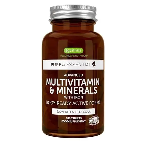 Produktbild: Multivitamin Tabletten, Vitamin für Frauen mit extra Eisen, Folsäure als Folat, Zink, Selen & Vitamin D3, bioaktiv und vegan, 180 Tabletten, 3 Monatsvorrat, von Igennus