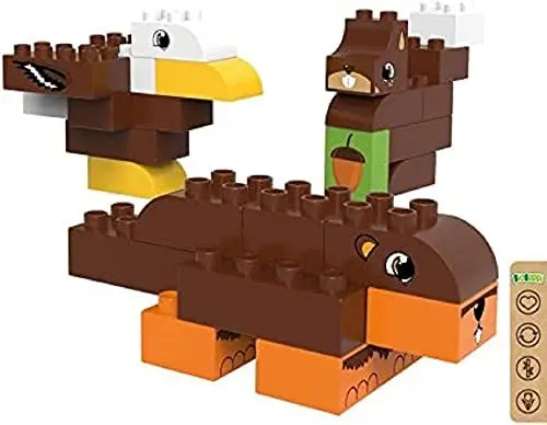 Produktbild: BIOBUDDI Wilde Tiere | Biber, Adler & Eichhörnchen im Wald, 27 Teile, 100% kompatibel mit Lego & duplo, klimaneutral hergestellt in EU (Niederlande), 97% Bioplastik, BB-0105
