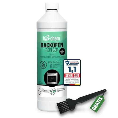 Produktbild: bio-chem Backofenreiniger extra stark | 1000 ml inkl. Pinsel | Löst Eingebranntes ohne Aufheizen & Schrubben | Selbstwirkender Fettlöser | Chlorfrei & geruchsneutral | Made in Germany