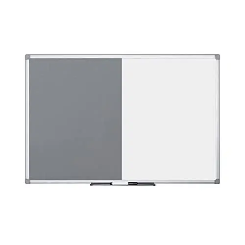 Produktbild: Bi-Office Maya Kombitafel, Halb Magnetisches Whiteboard, Halb Graue Filztafel, Aluminiumrahmen, 90 x 60 cm